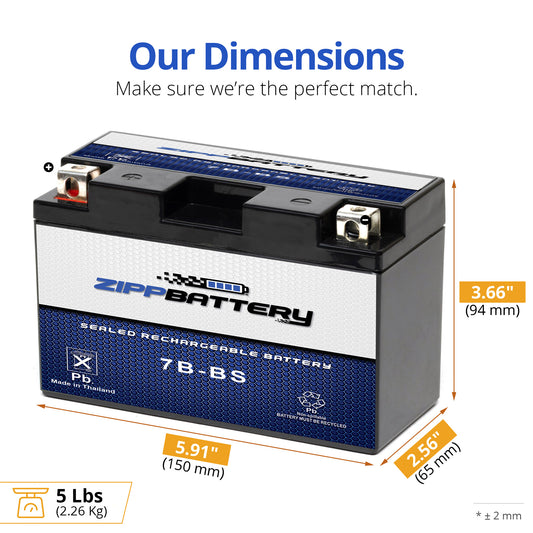 YT7B-BS High Performance Power Sports Battery