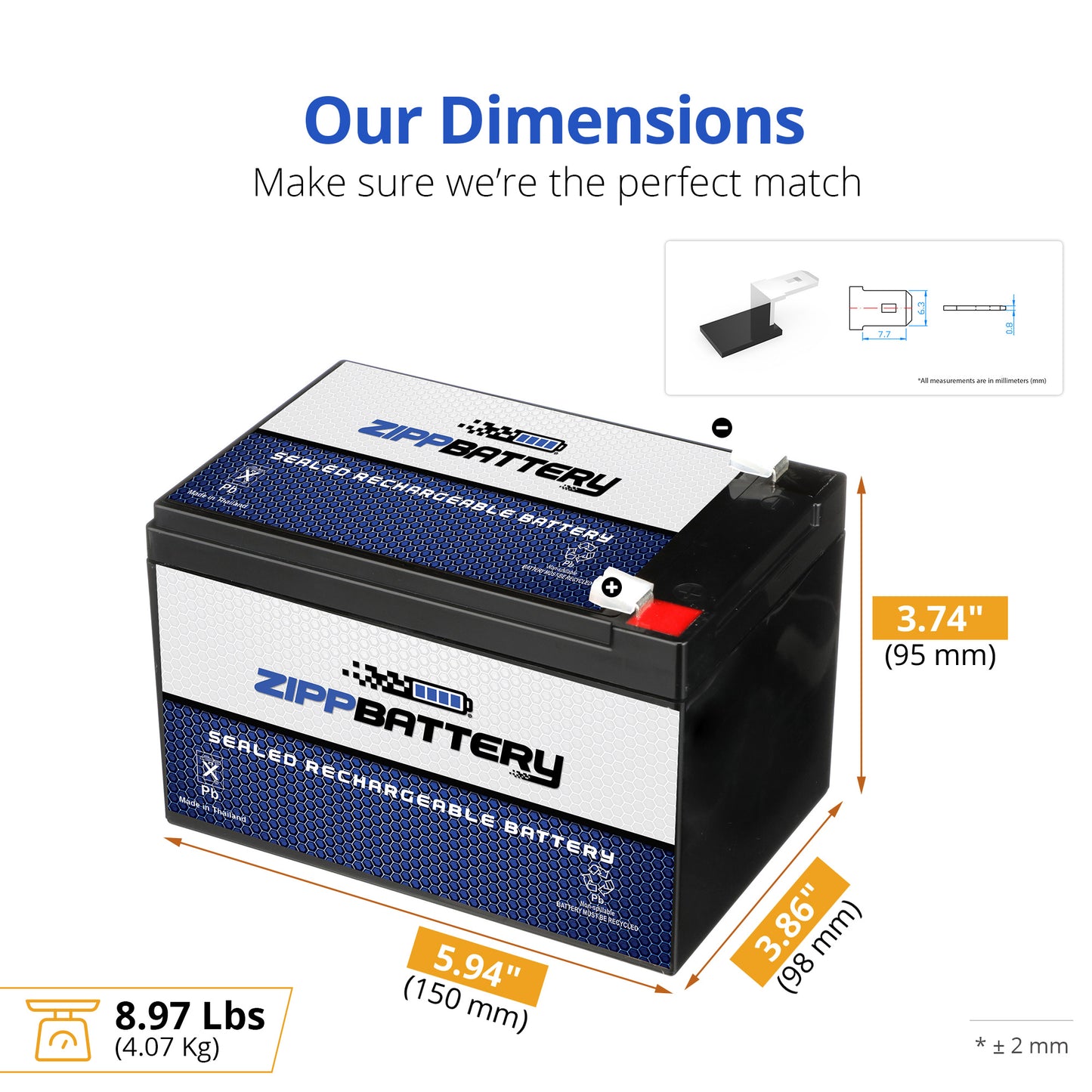 12V 15AH Sealed Lead Acid (SLA) Battery - T2 Terminals