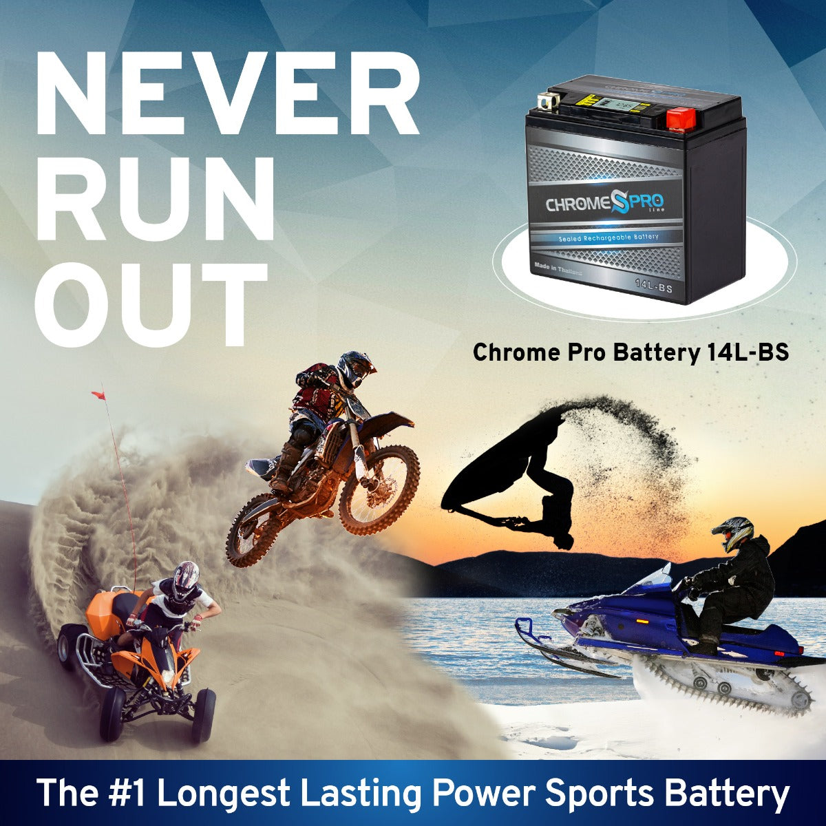 YTX14L-BS Chrome Pro Series iGel Battery