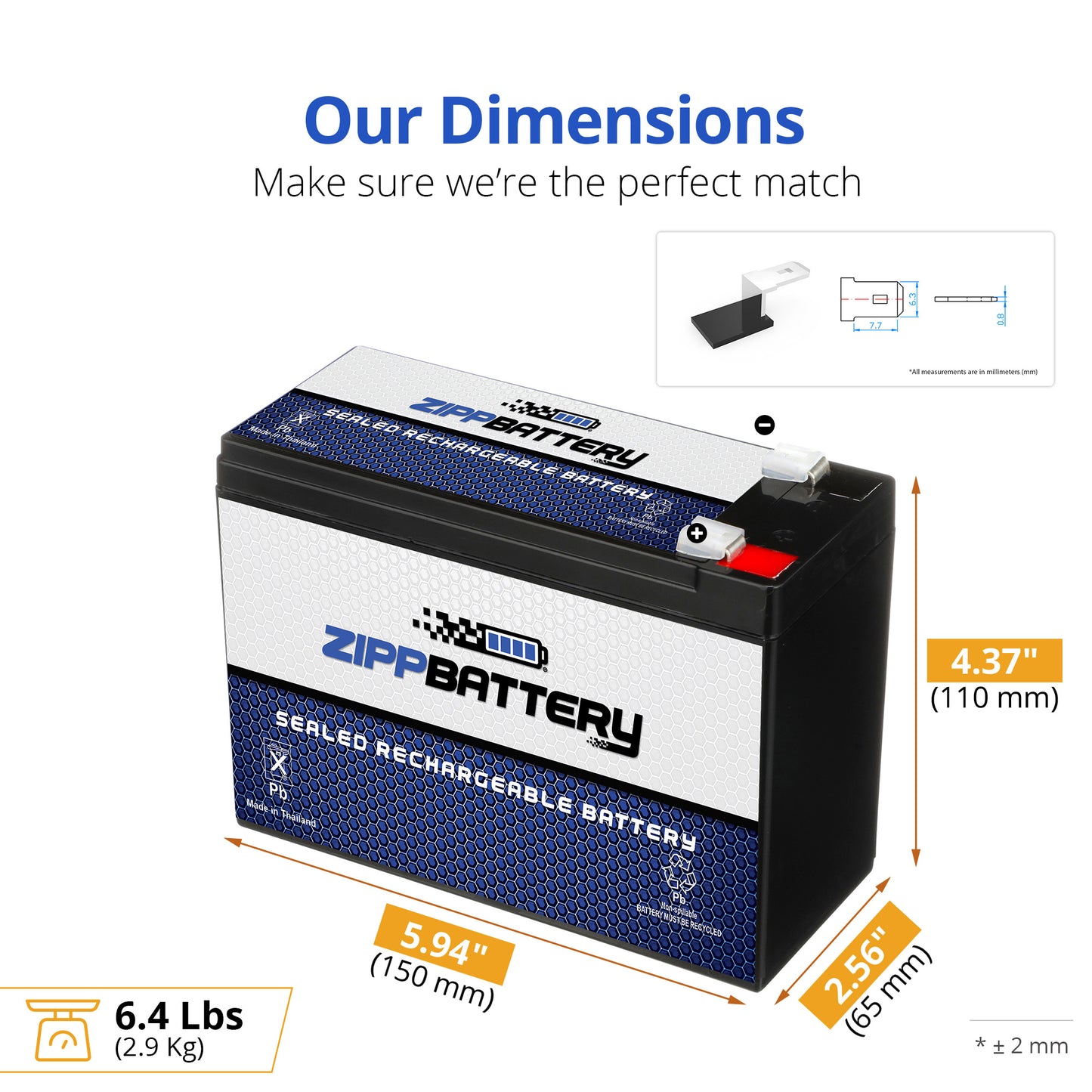 12V 10AH Sealed Lead Acid (SLA) Battery - T2 Terminals