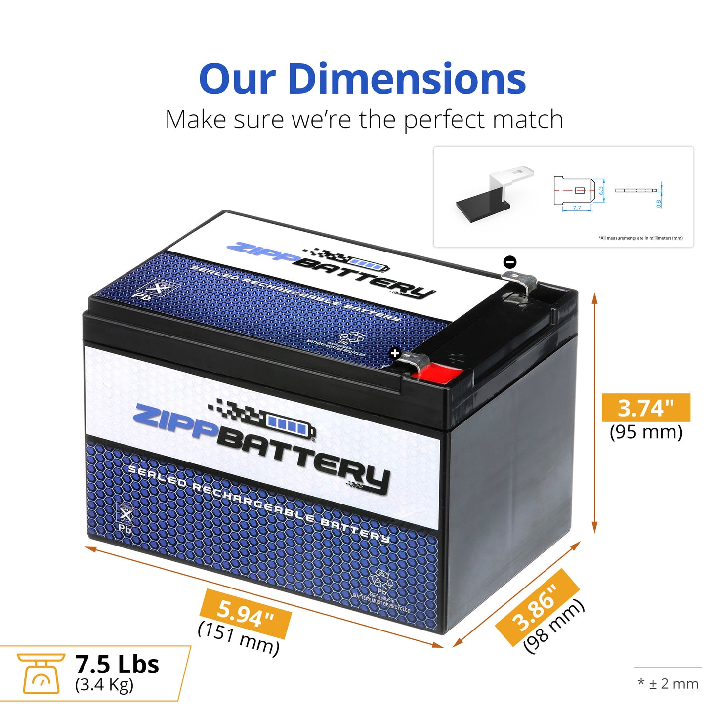 12V 12AH Sealed Lead Acid (SLA) Battery - T2 Terminals