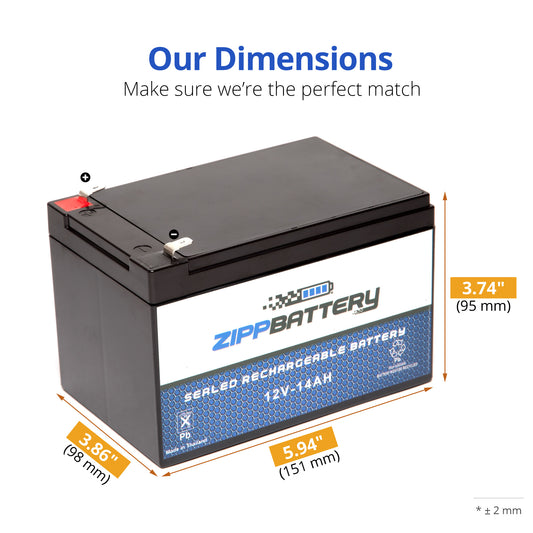 12V 14AH Sealed Lead Acid (SLA) Battery - T2 Terminals