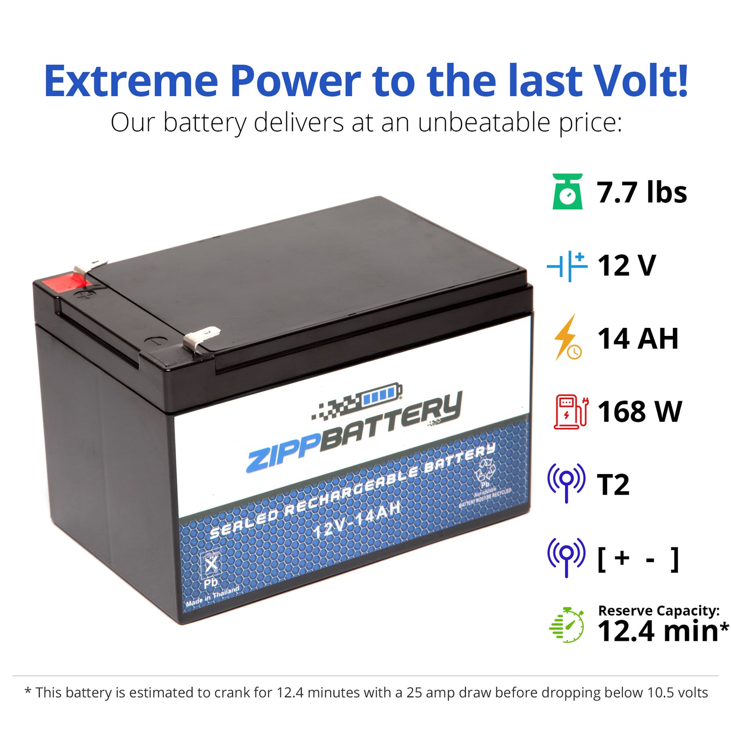 12V 14AH Sealed Lead Acid (SLA) Battery - T2 Terminals