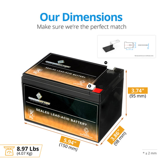 12V 15AH Sealed Lead Acid (SLA) Battery - T2 Terminals