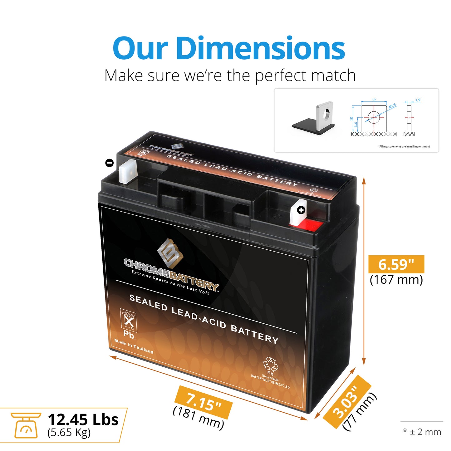 12V 19AH Sealed Lead Acid (SLA) Battery - T3 Terminals