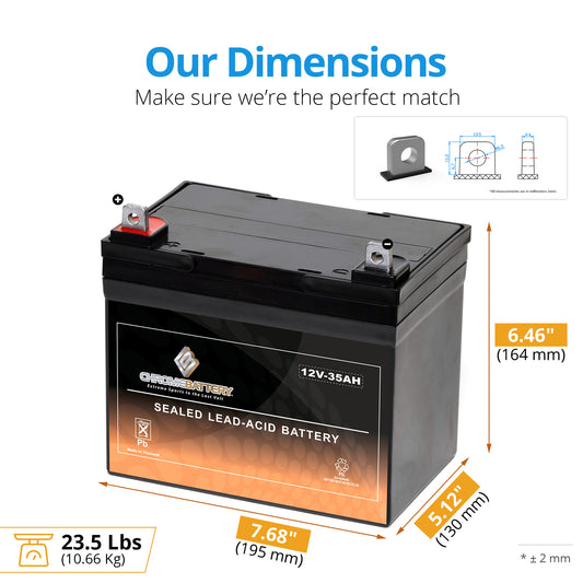 Chrome Battery 12V 35AH Sealed Lead Acid Battery  - Nut & Bolt Terminals