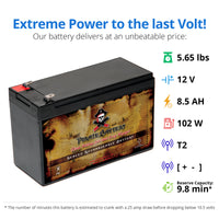 12V 8.5AH Sealed Lead Acid (SLA) Battery - T2 Terminals