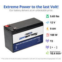 12V 9AH Sealed Lead Acid (SLA) Battery - T2 Terminals