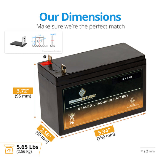 Chrome Battery 12V 9AH Sealed Lead Acid (SLA) Battery - Nut and Bolt