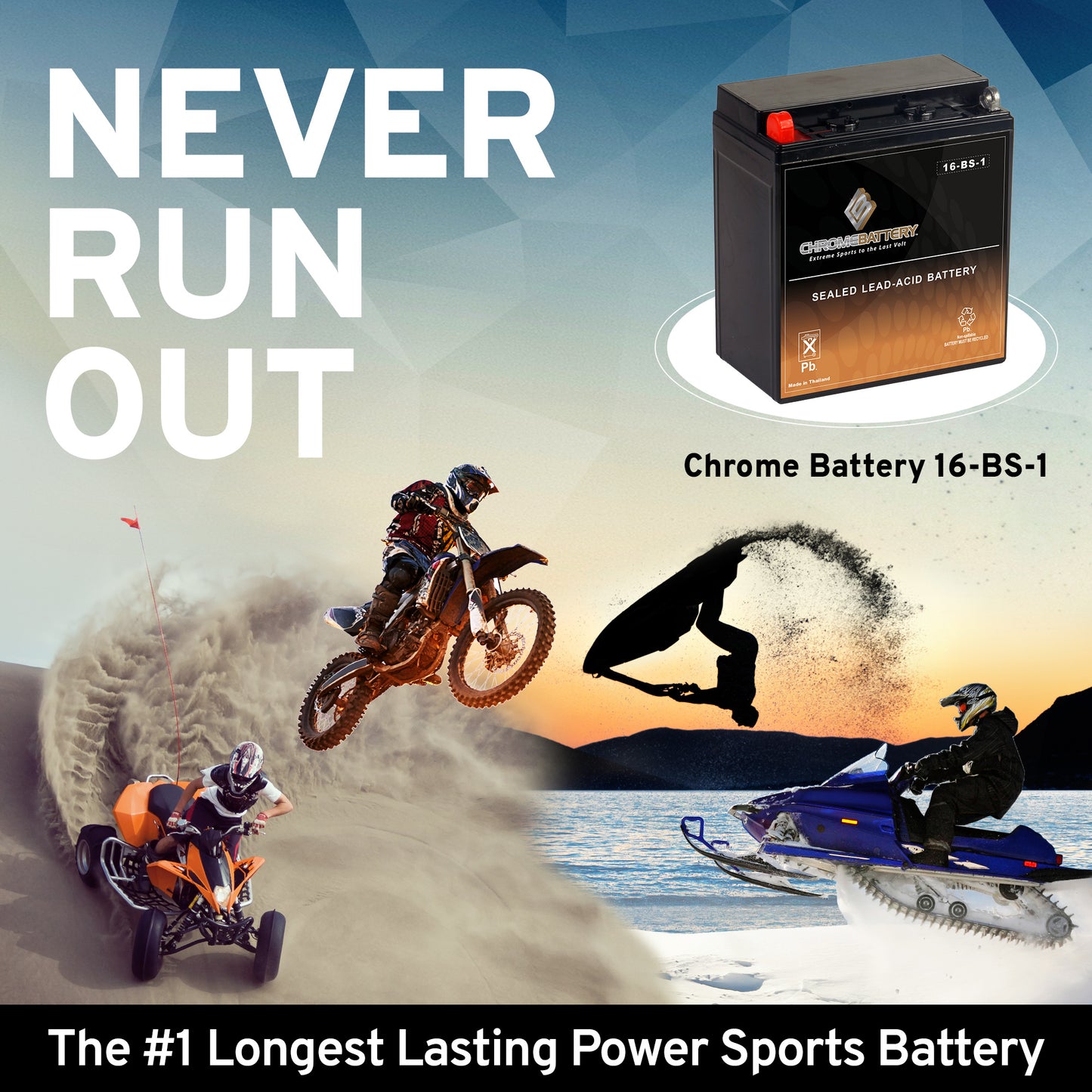 YTX16-BS-1 High Performance Power Sports Battery