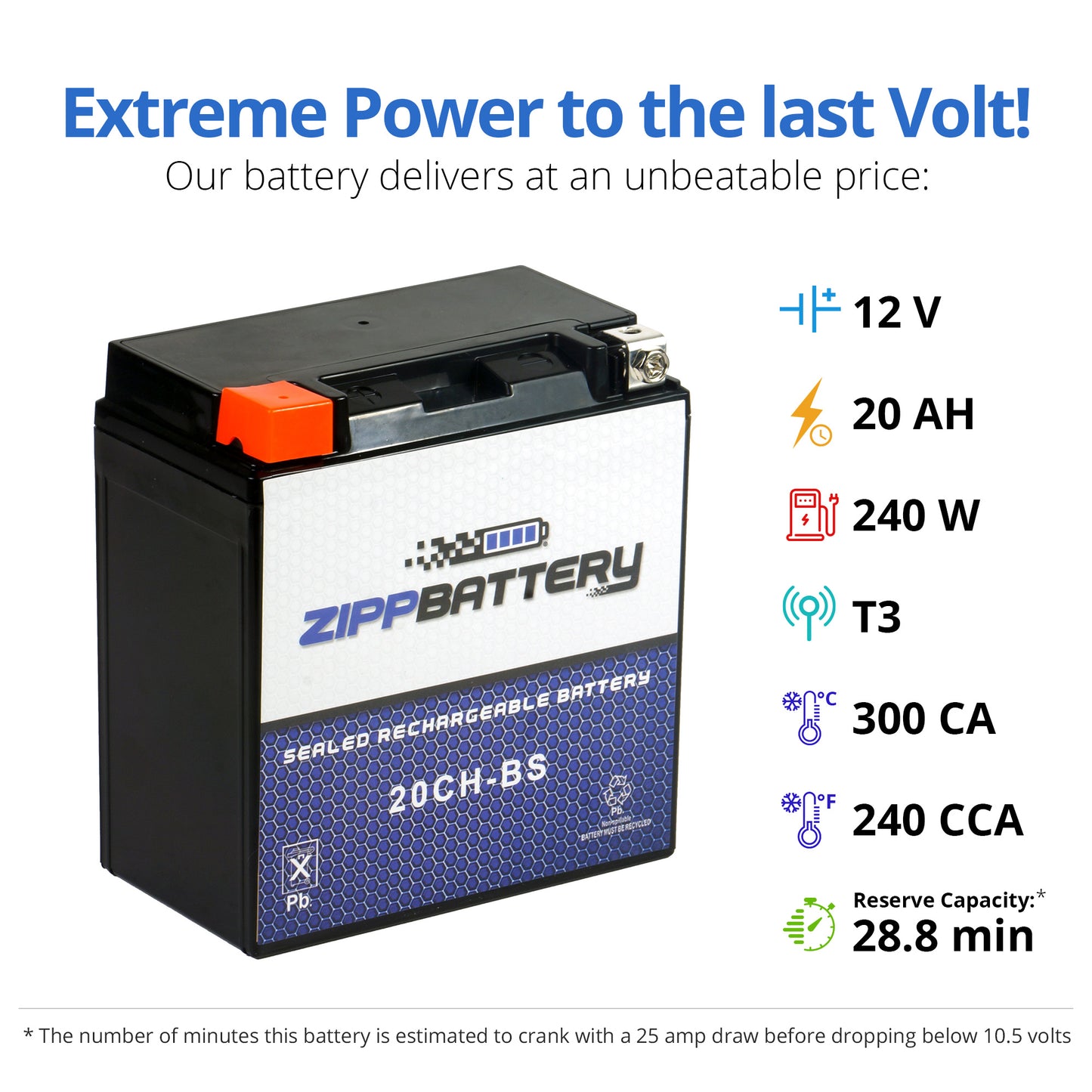 YTX20CH-BS High Performance Power Sports Battery