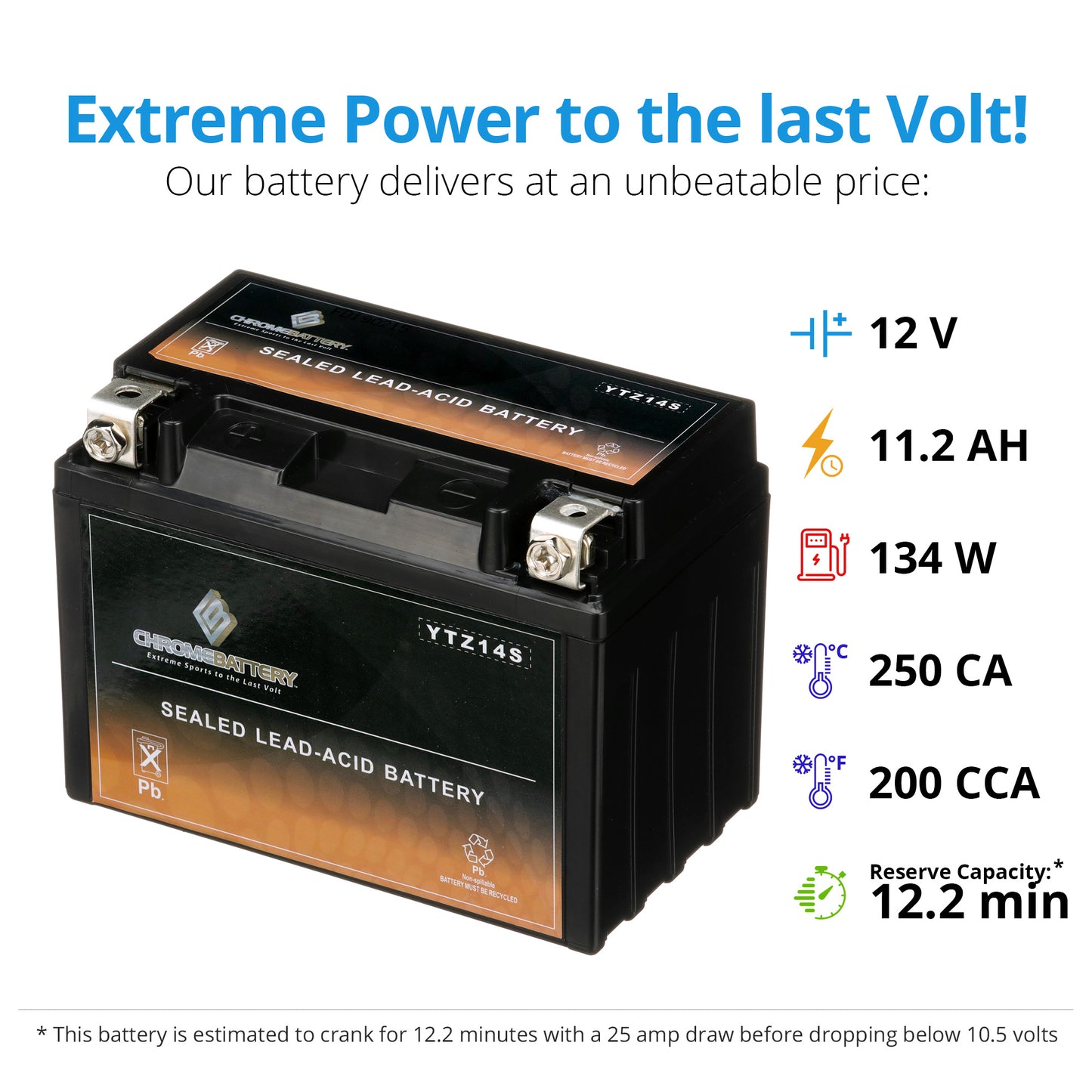 YTZ14S-BS High Performance Power Sports Battery at Chrome Pro