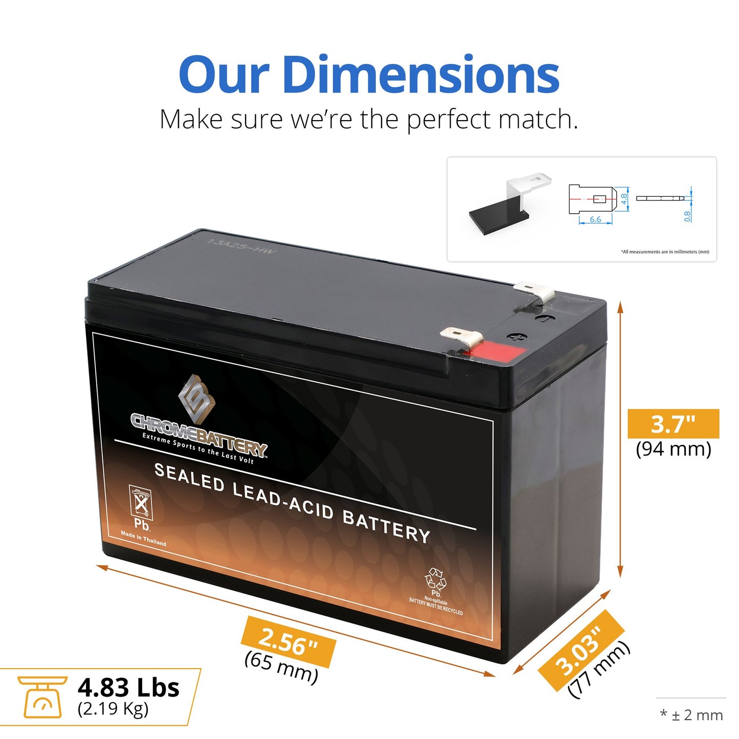 Chrome Battery RBC2 12V 8Ah Battery