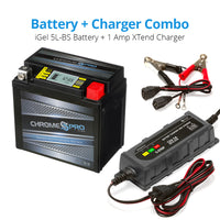 YTX5L-BS iGel Powersport Battery with 1 amp Smart Battery Charger- Bundle of 2 items