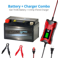 YTX7A-BS iGel powersport battery with 2/4 amp smart battery charger- Bundle of 2 items