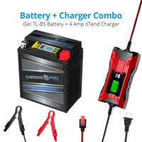 YTX7L-BS iGel powersport battery with 2/4 amp smart battery charger- Bundle of 2 items