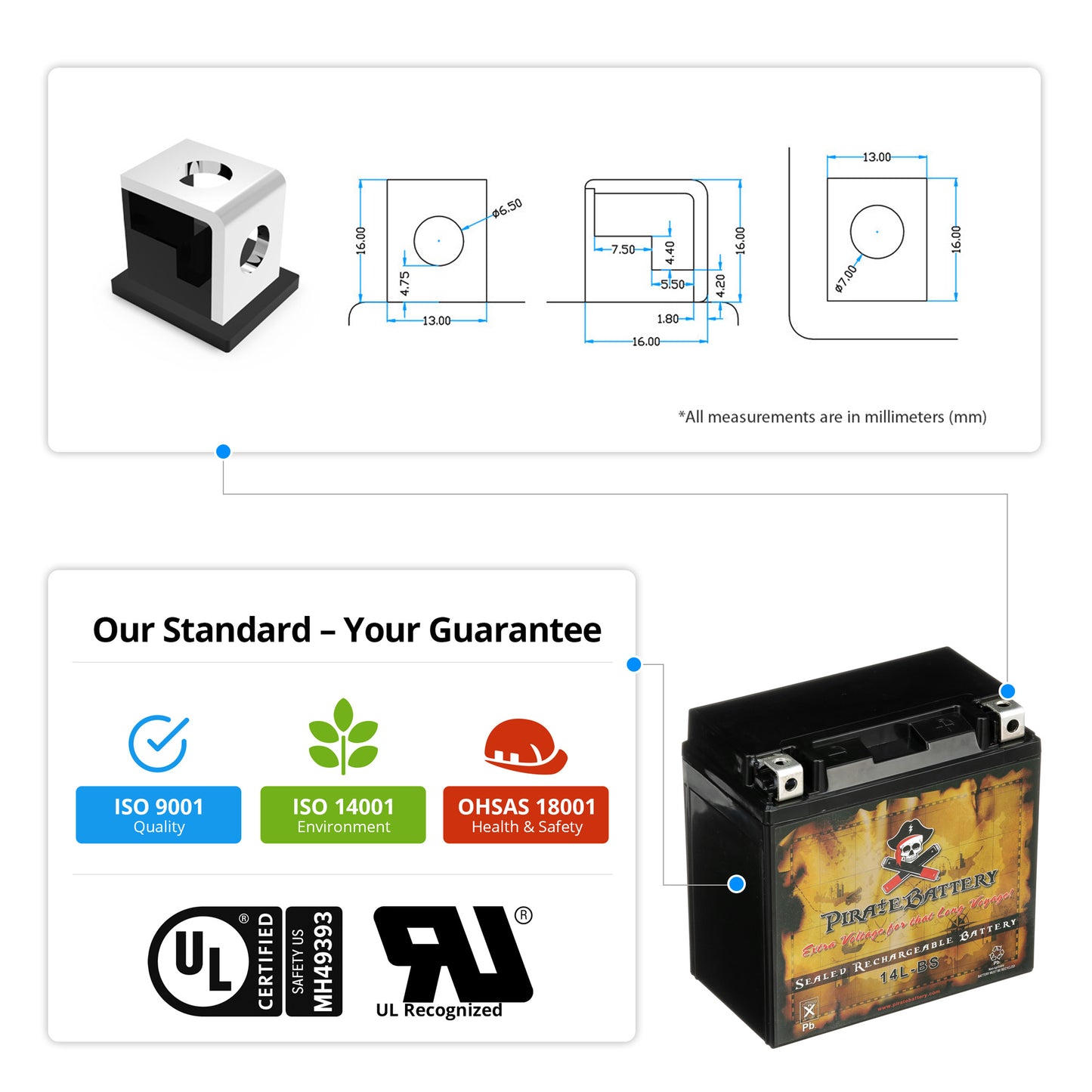 YTX14L-BS High Performance Power Sports Battery