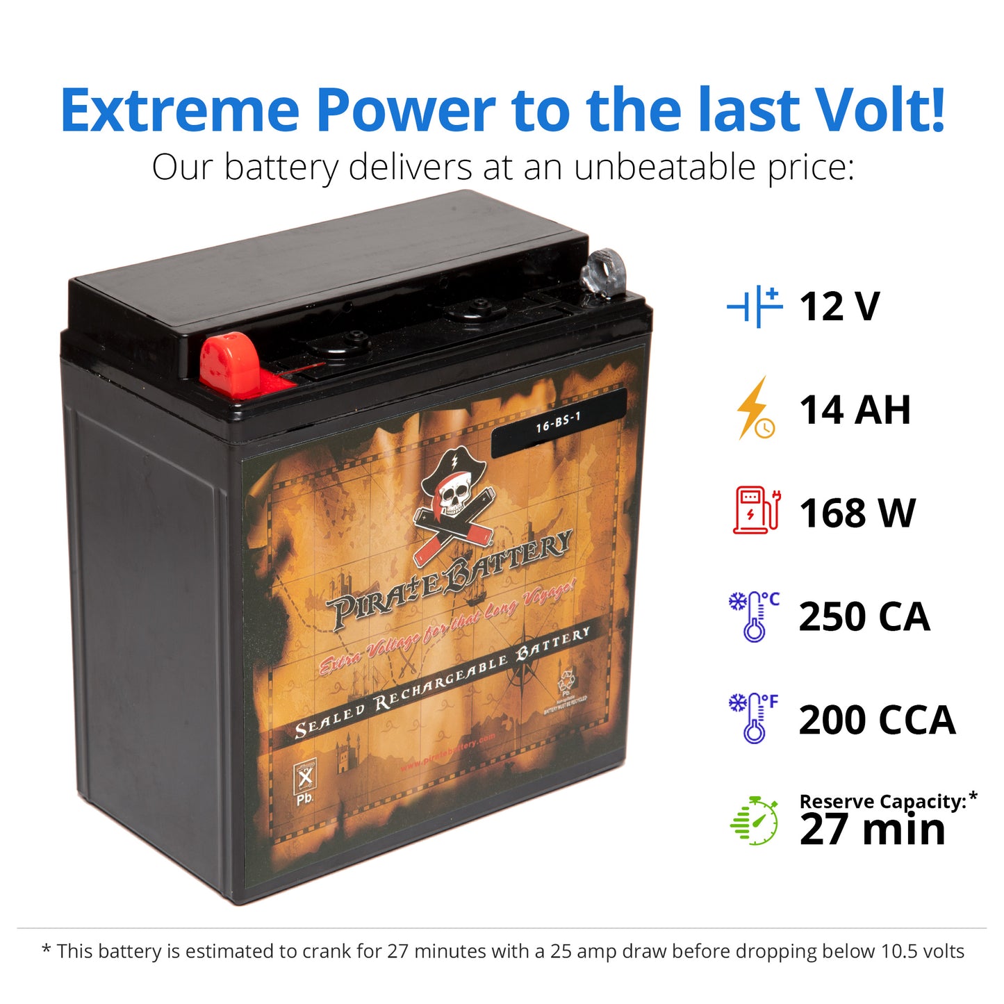 YTX16-BS-1 High Performance Power Sports Battery