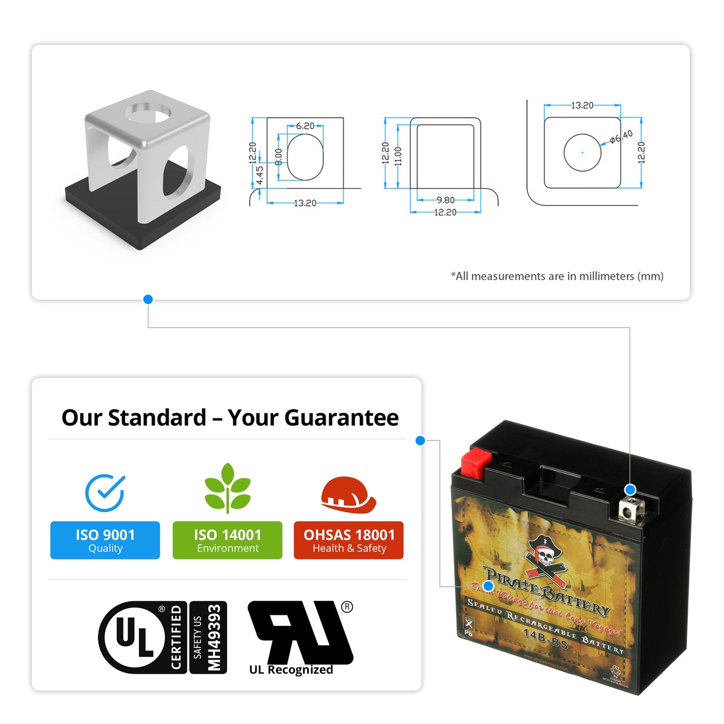 YT14B-BS High Performace Power Sports Battery