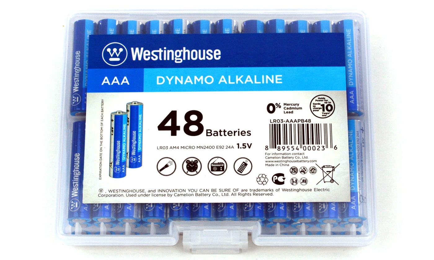 48 AA - 48 AAA Combo Pack Alkaline Batteries - Westinghouse Series With Reusable Case