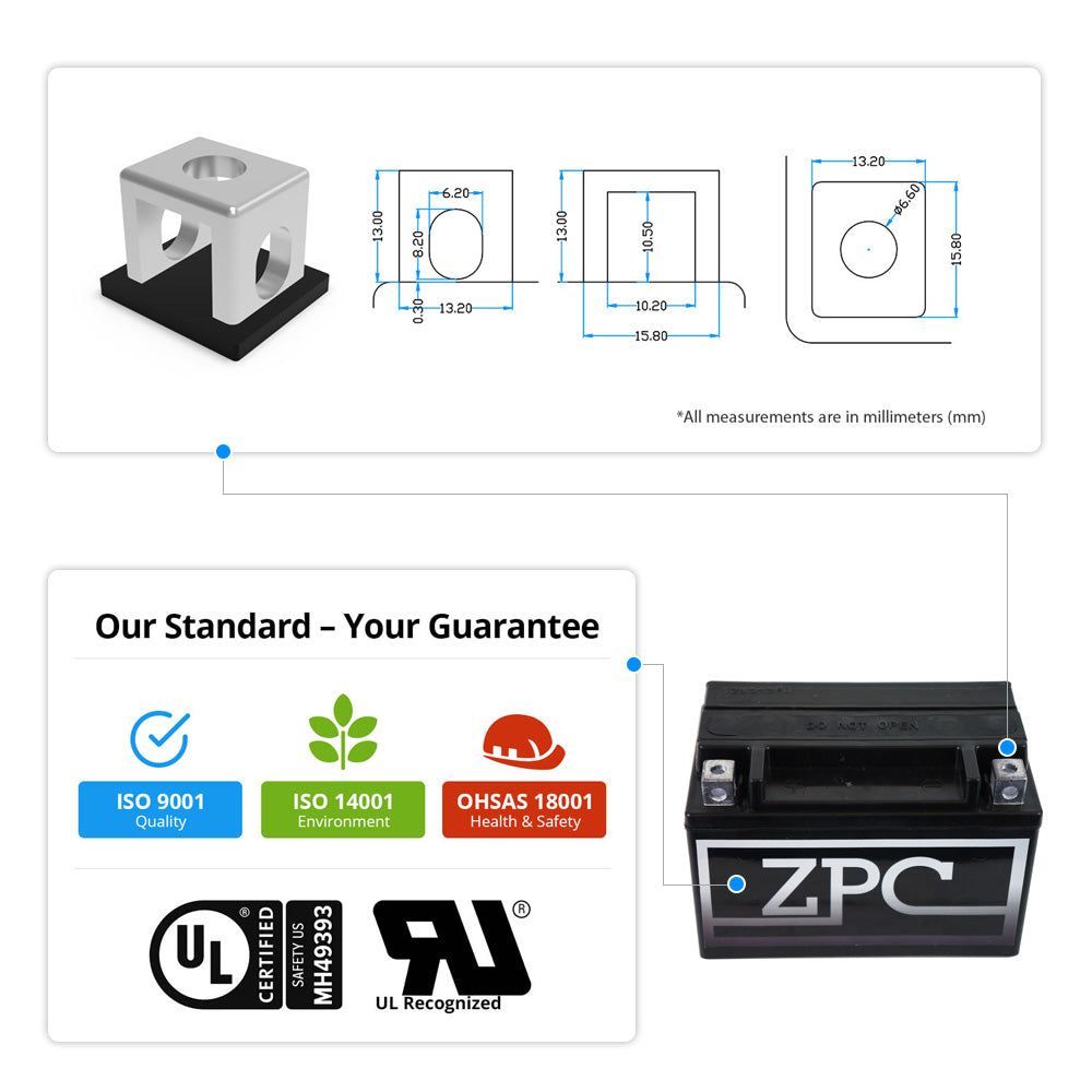 ZPC YTX7A-BS High Performance AGM Power Sports Battery