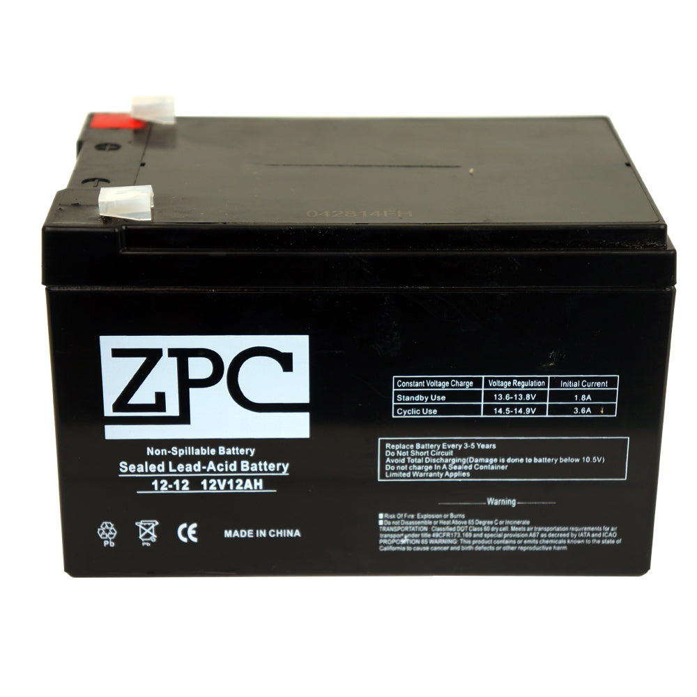 ZPC 12V 12AH Sealed Lead Acid (SLA) Battery - T2 Terminals at Chrome ...